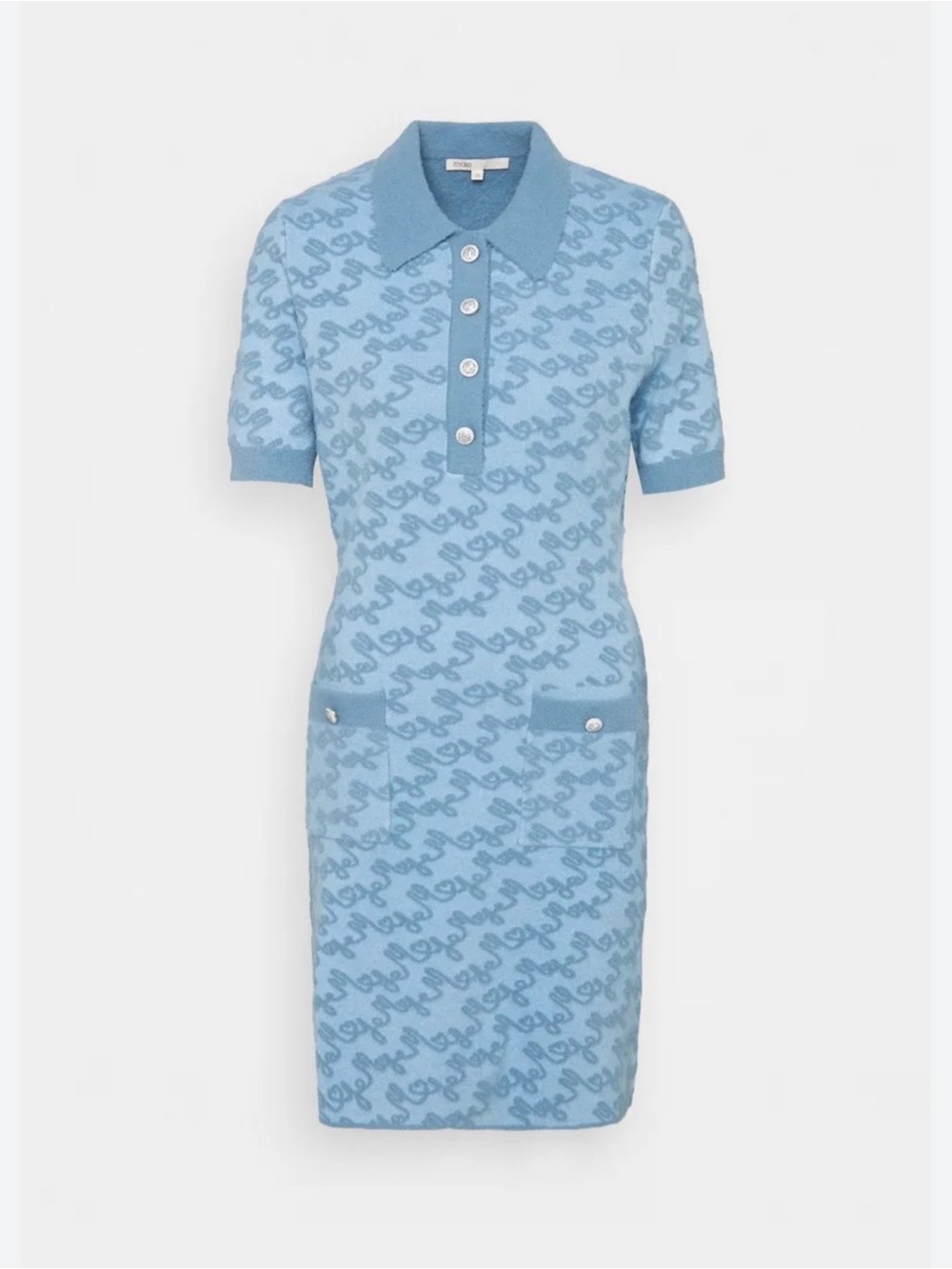 Maje Roetic Jacquard Light Blue Knit Dress